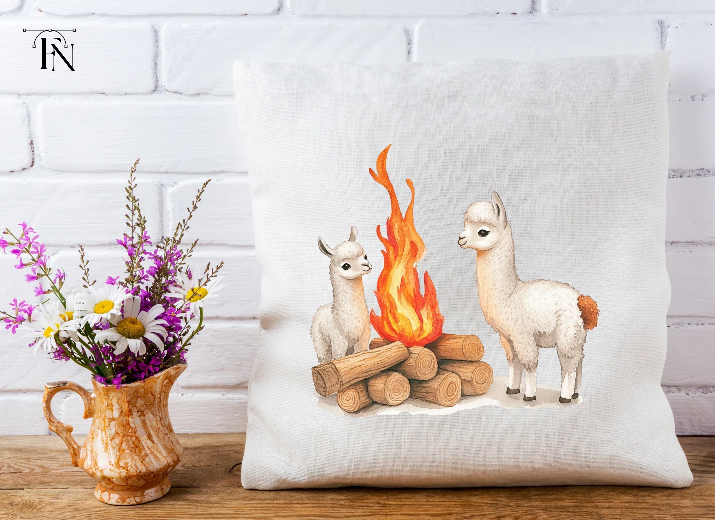 Cute Llama Campfire Clipart Bundle