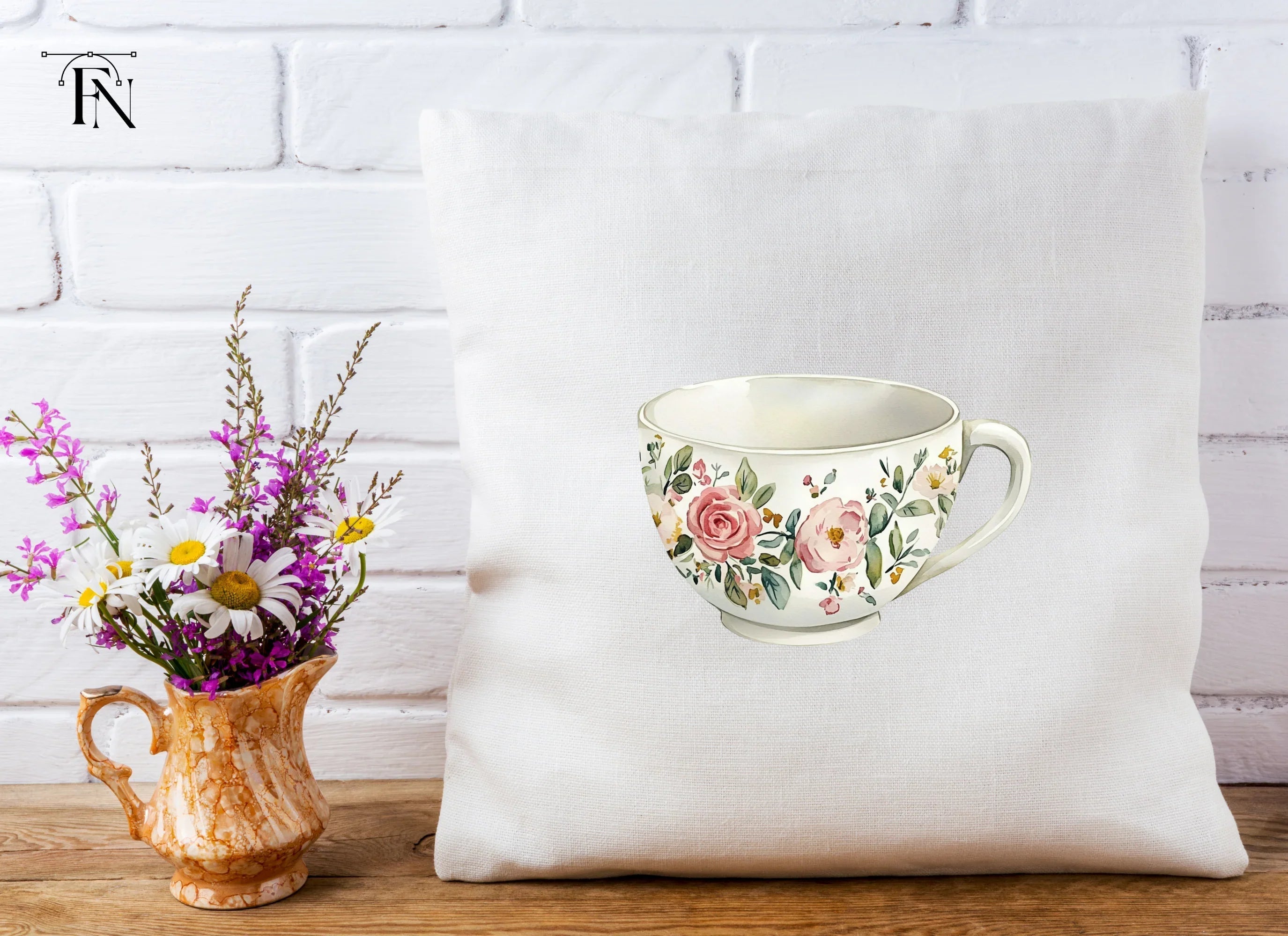 Elegant Floral Teacups Clipart Bundle