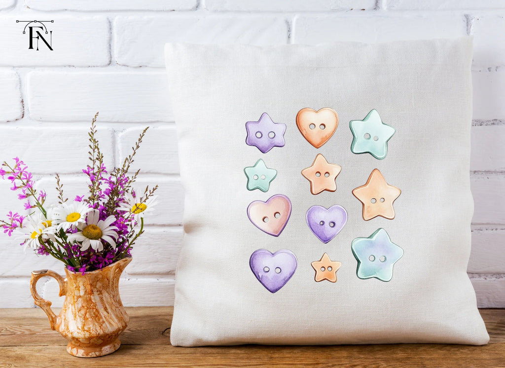 Assorted Pastel Heart and Star Buttons Clipart Bundle