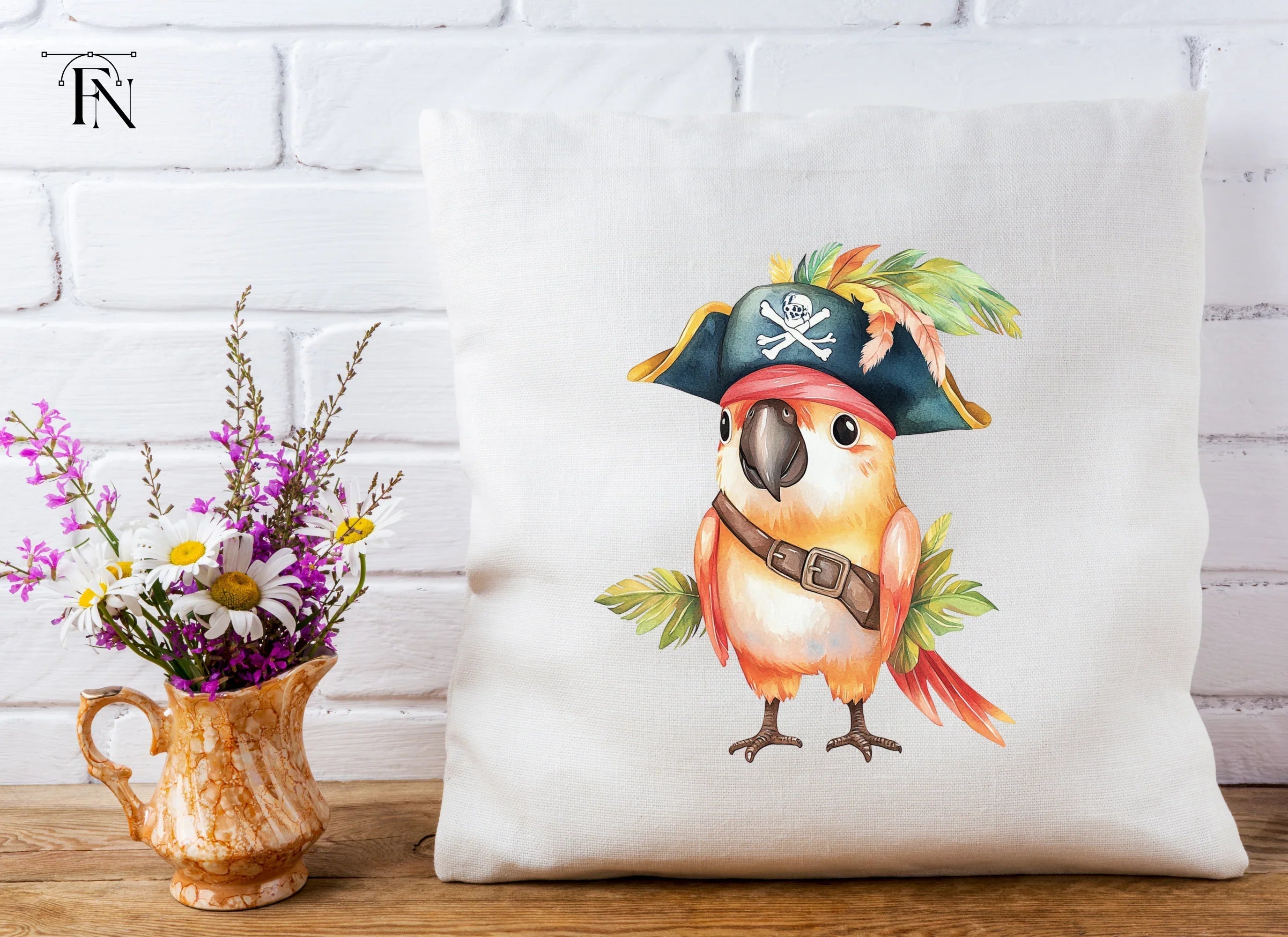 Cute Pirate Parrot Clipart Bundle
