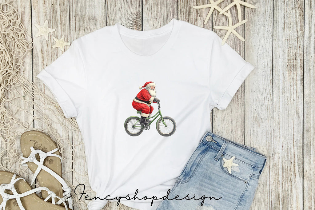Santa Claus on Bicycle Clipart Bundle