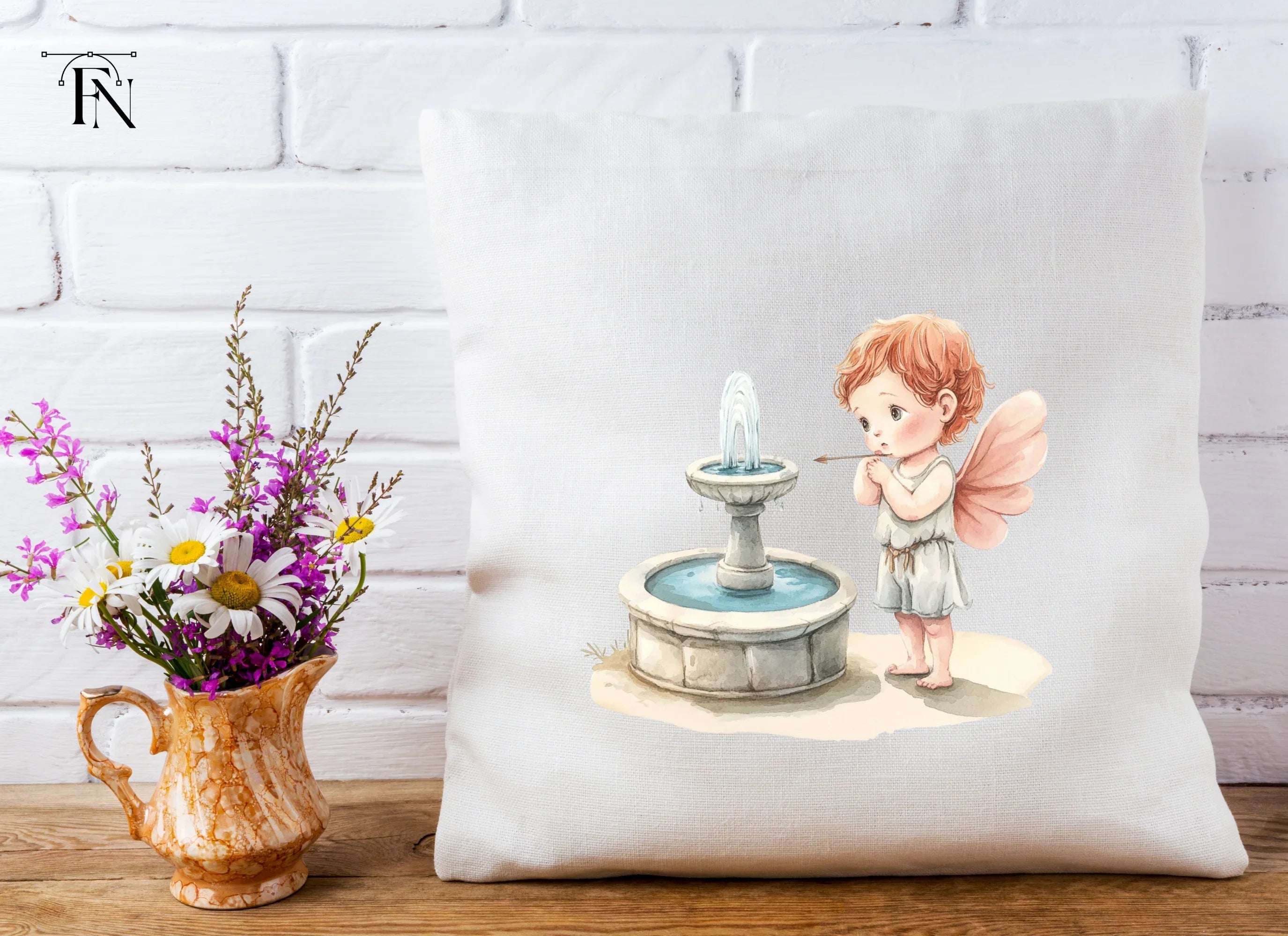 Cute Cupid with Fountain Clipart Bundle