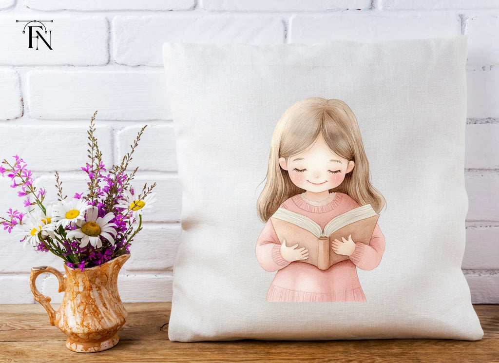 Cute Girl Reading Book Clipart Bundle