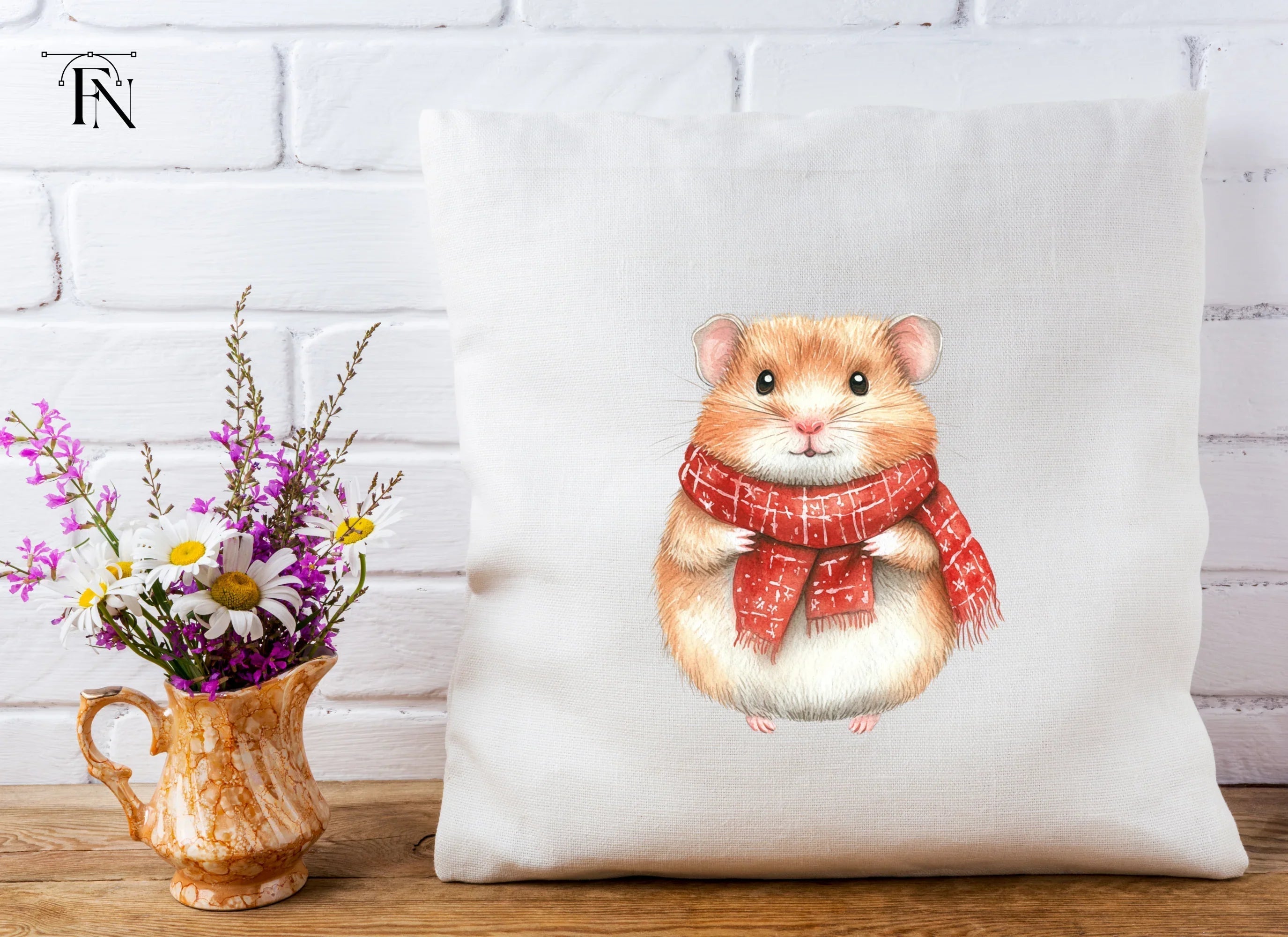 Cute Hamster Winter Scarf Clipart Bundle