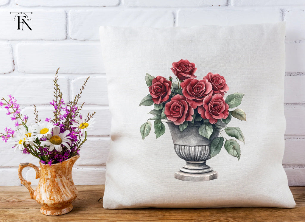 Elegant Red Rose Urn Clipart Bundle