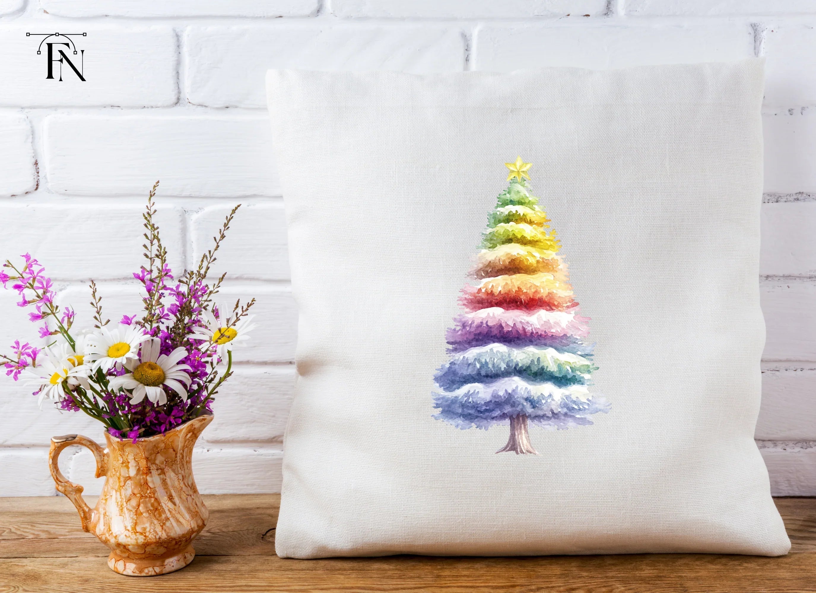 Rainbow Christmas Tree Clipart Bundle