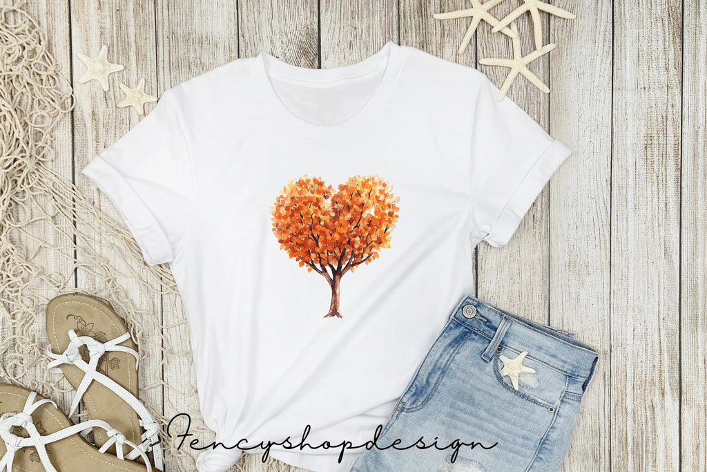 Autumn Heart Trees Clipart Bundle