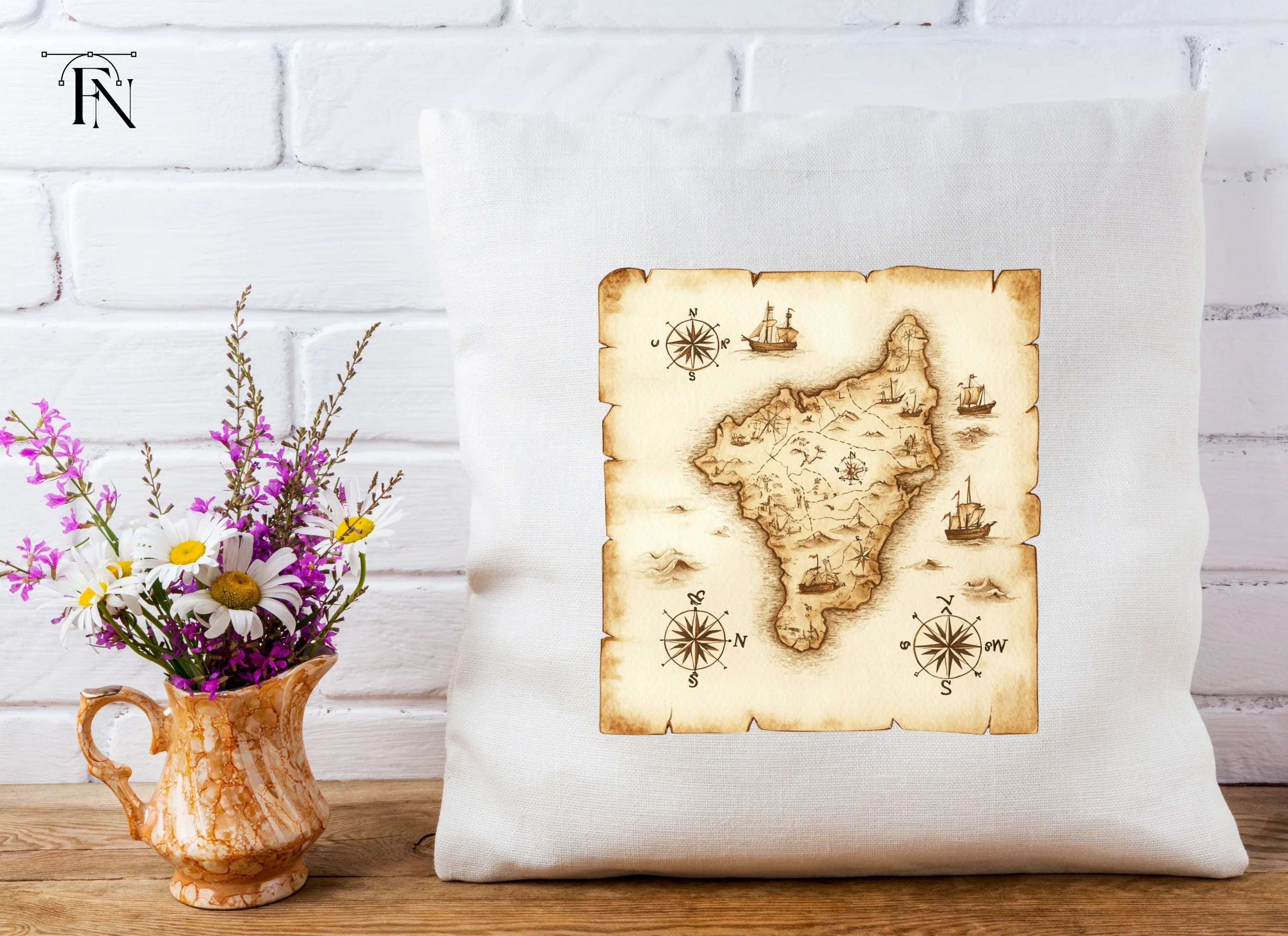 Vintage Treasure Island Map Clipart Bundle