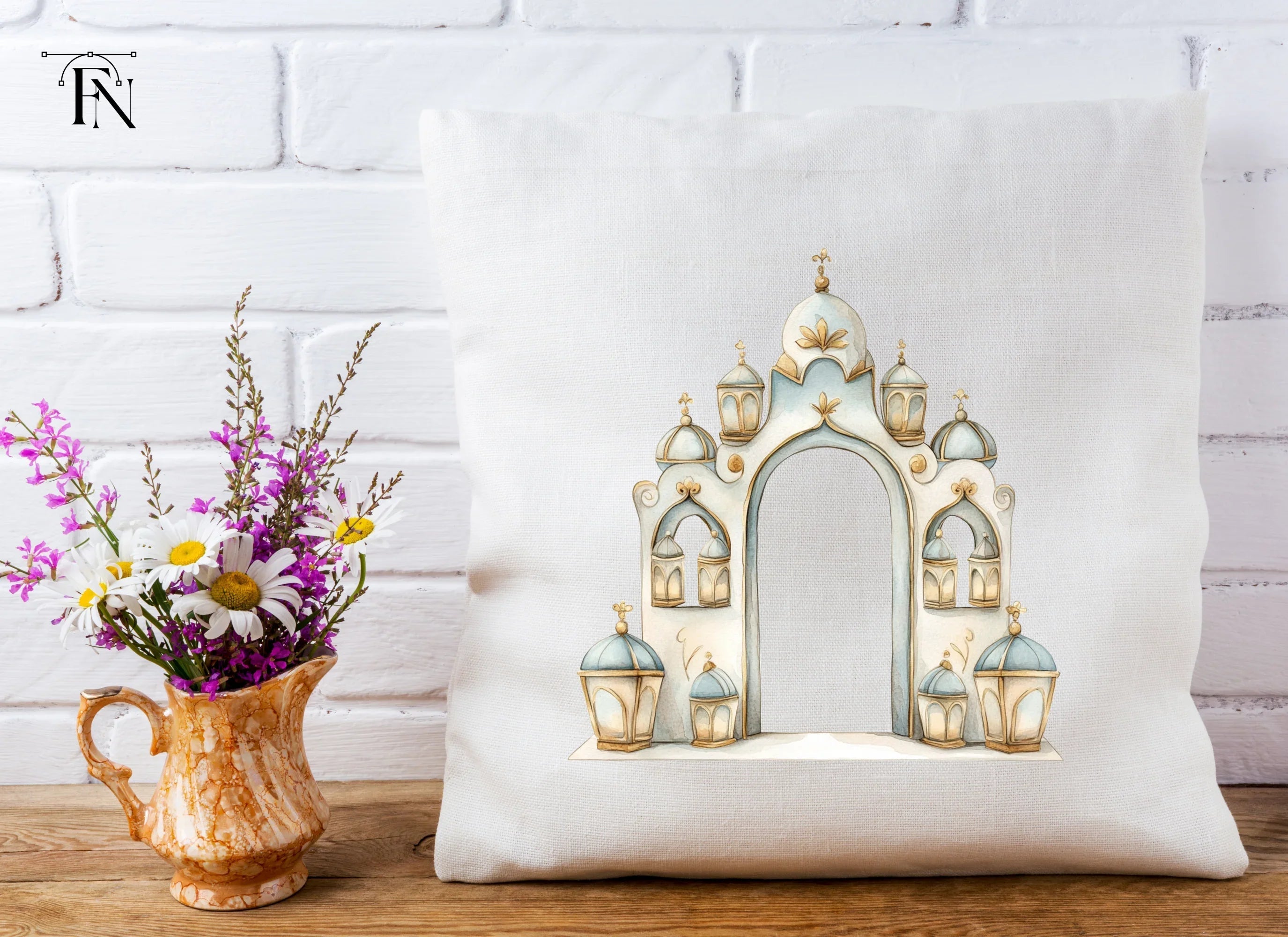 Ornate Islamic Arch with Lanterns Clipart Bundle