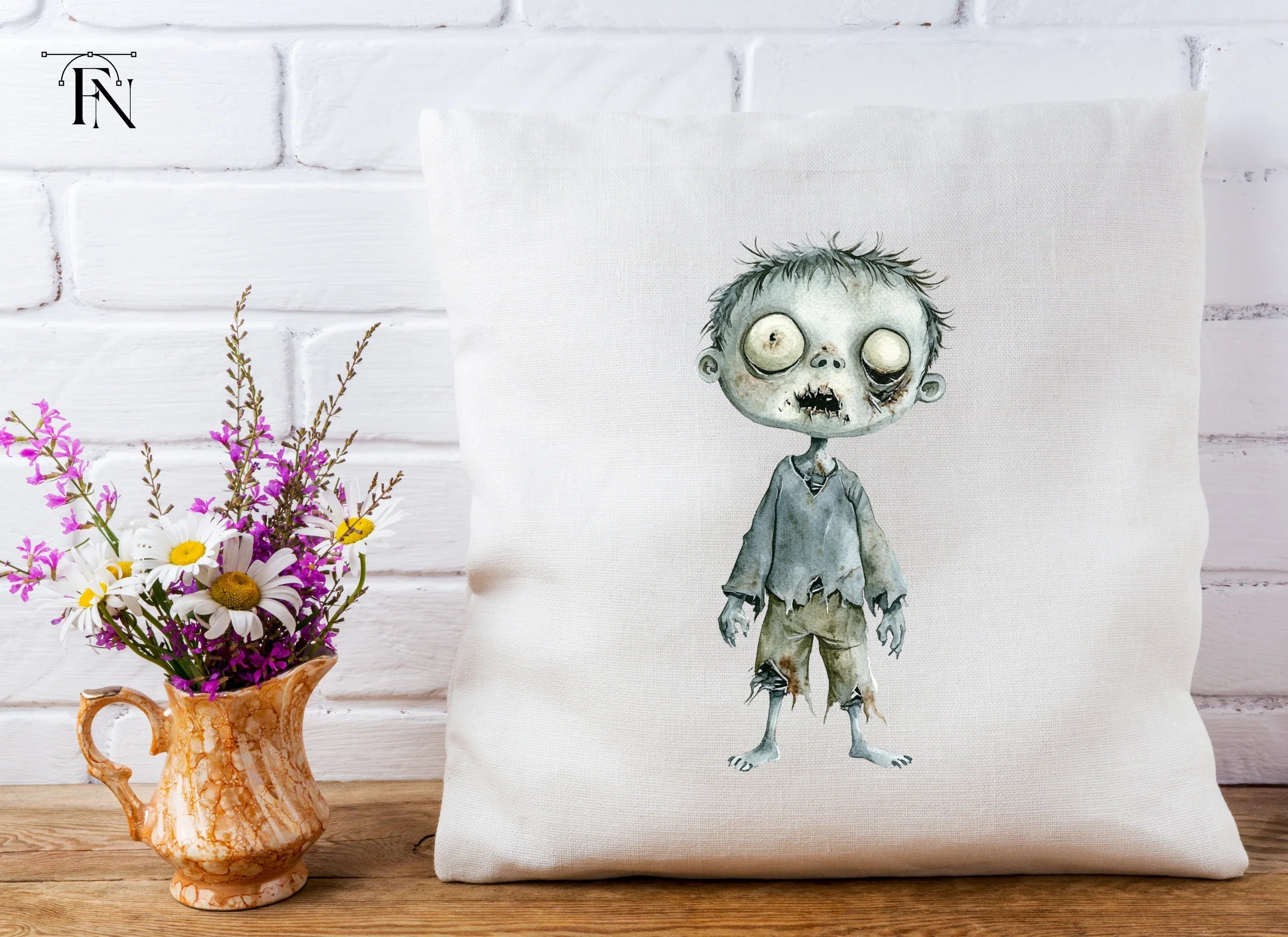 Cute Zombie Kids Halloween Clipart Bundle