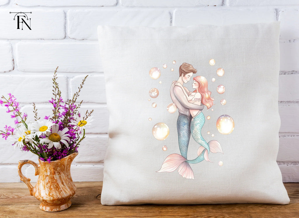 Romantic Mermaid Couple Bubbles Clipart Bundle