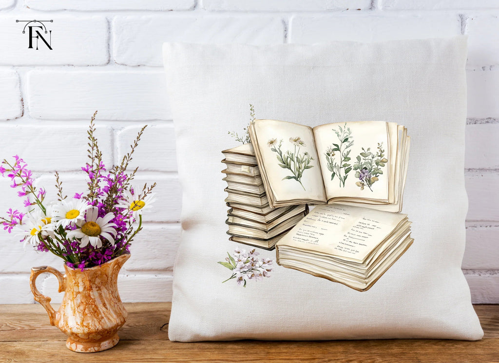 Botanical Books & Flowers Clipart Bundle