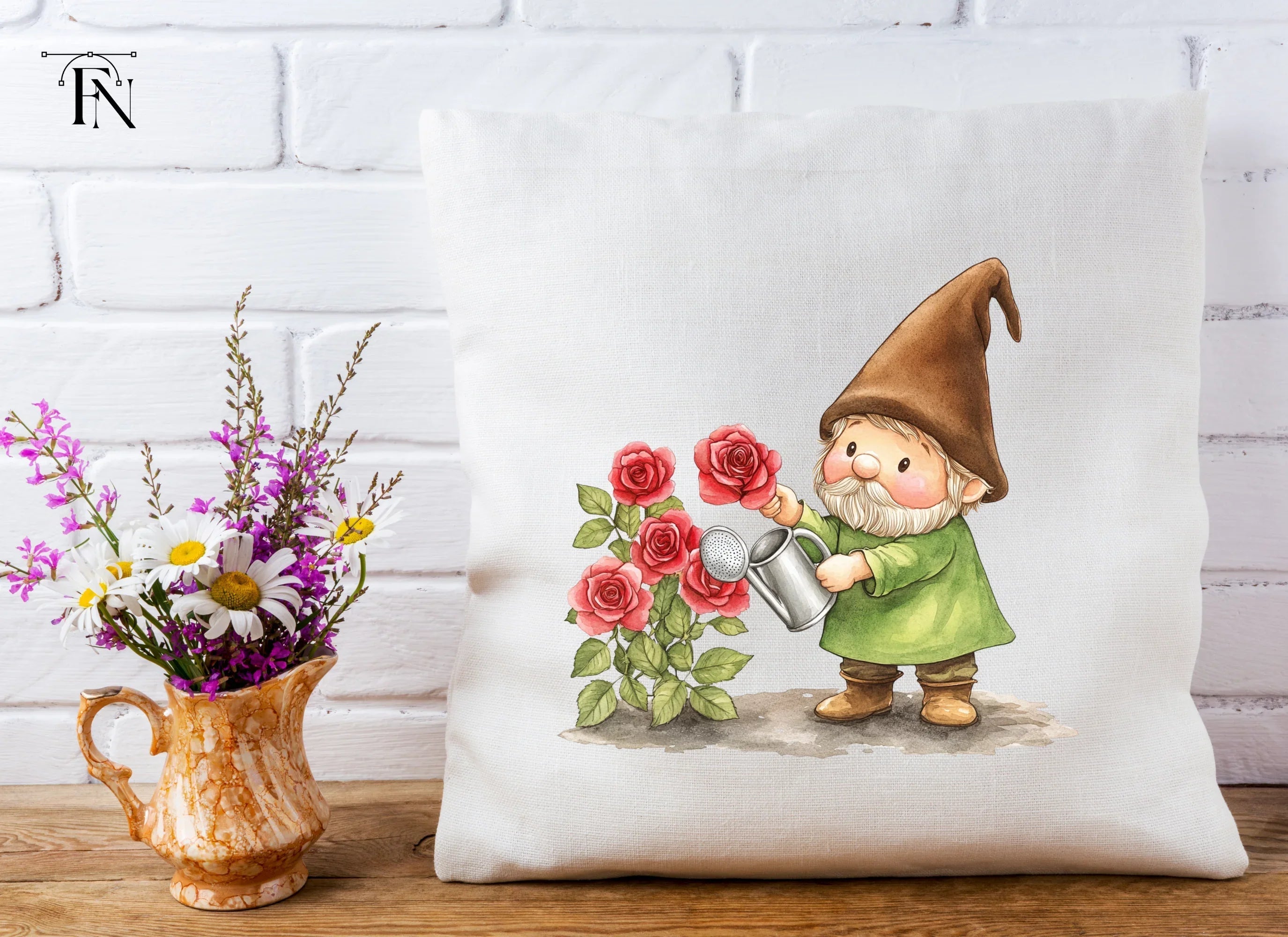 Gardening Gnomes with Roses Clipart Bundle