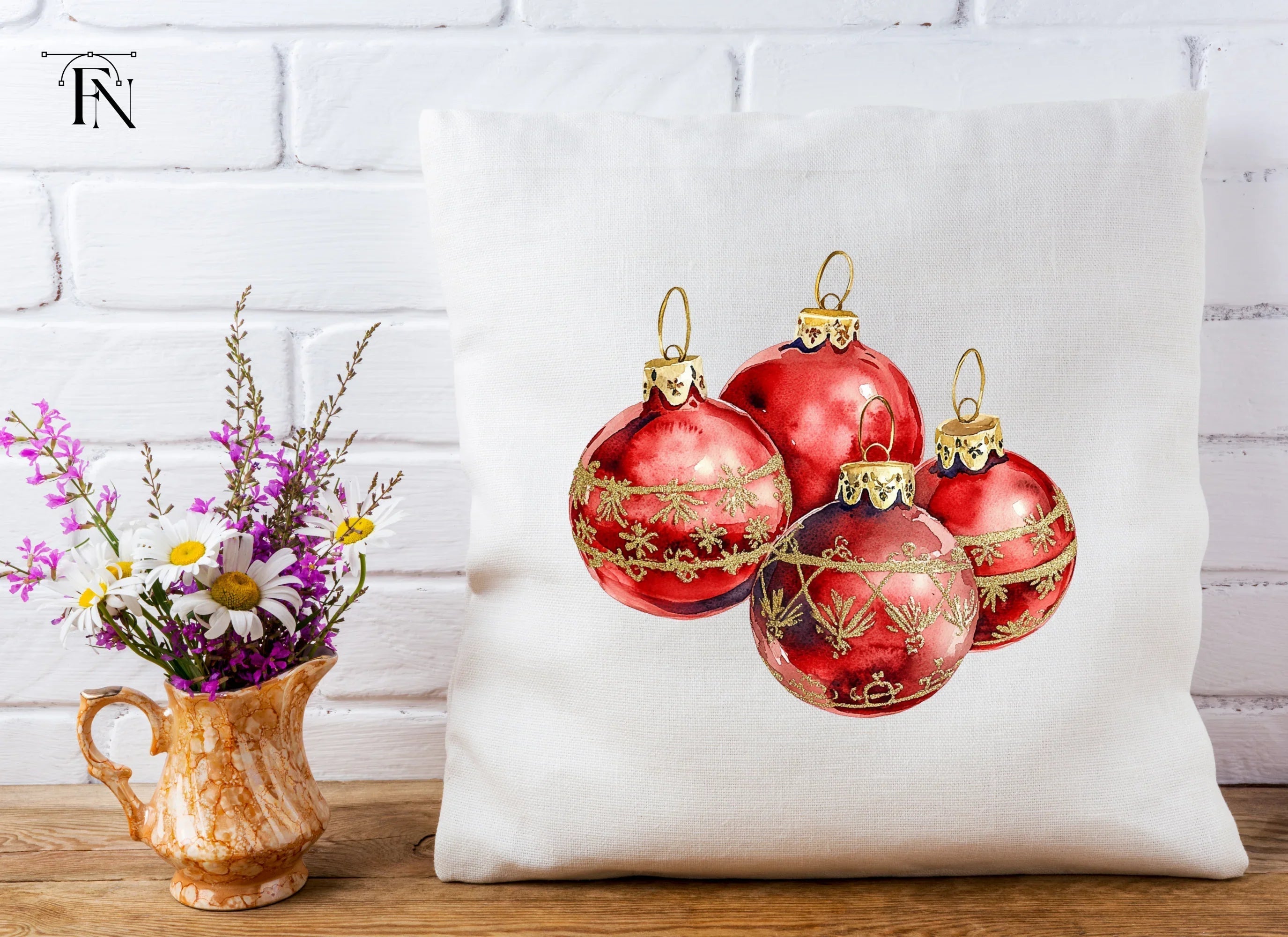 Sparkling Red Christmas Baubles Clipart Bundle