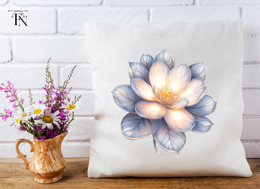 Elegant White Lotus Flower Clipart Bundle