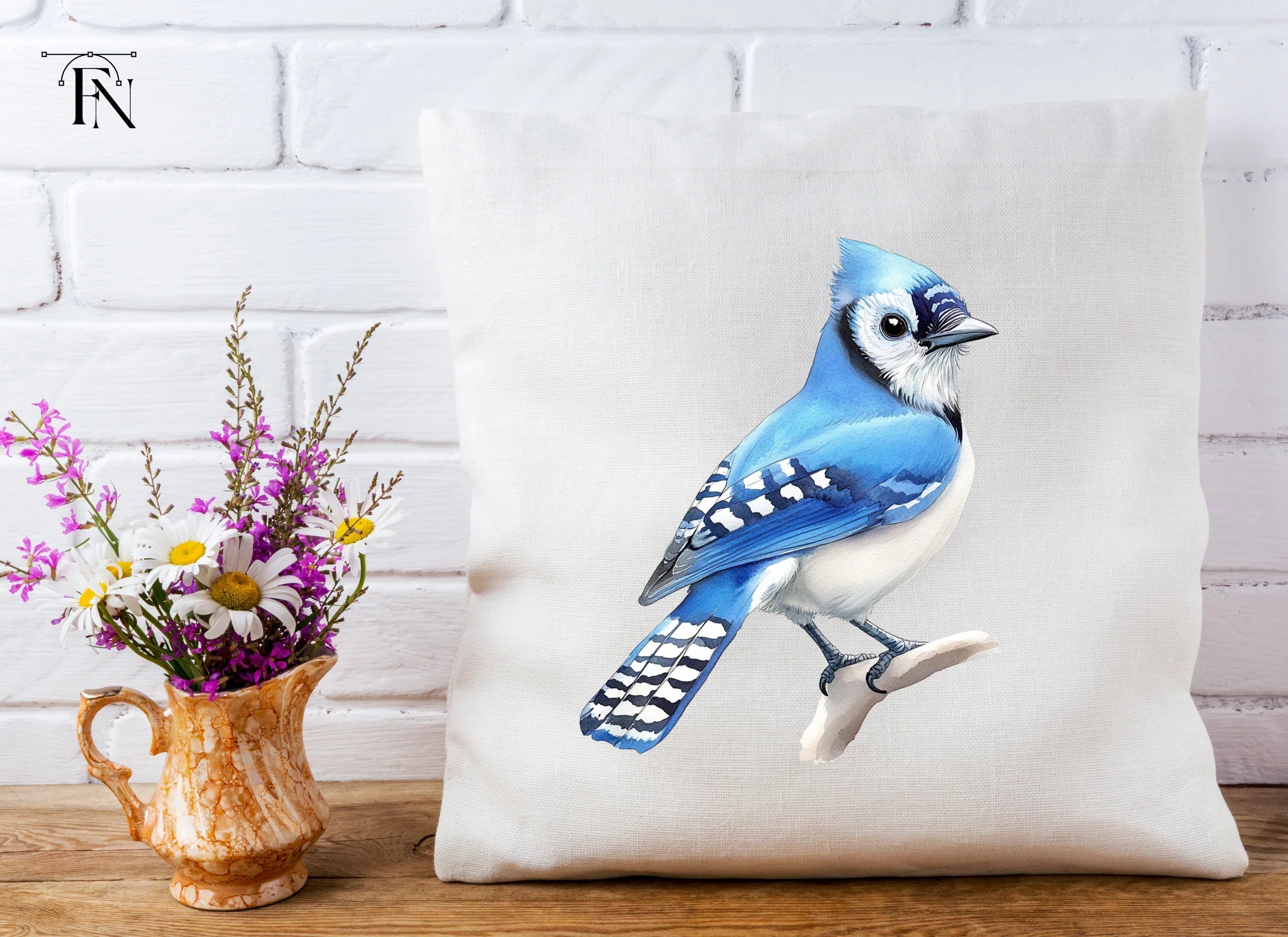 Realistic Blue Jay Perched Clipart Bundle