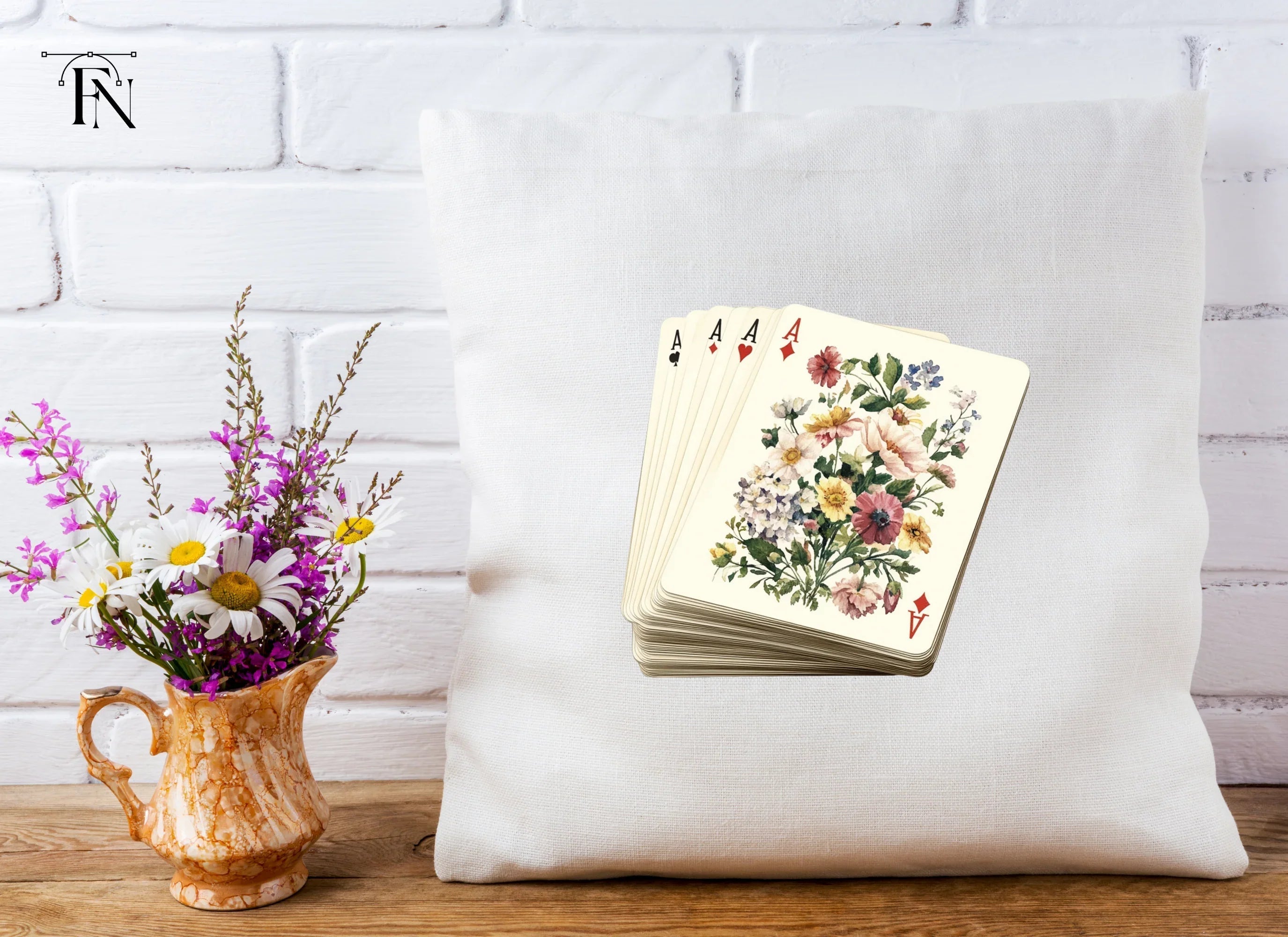 Elegant Floral Playing Cards Clipart Bundle