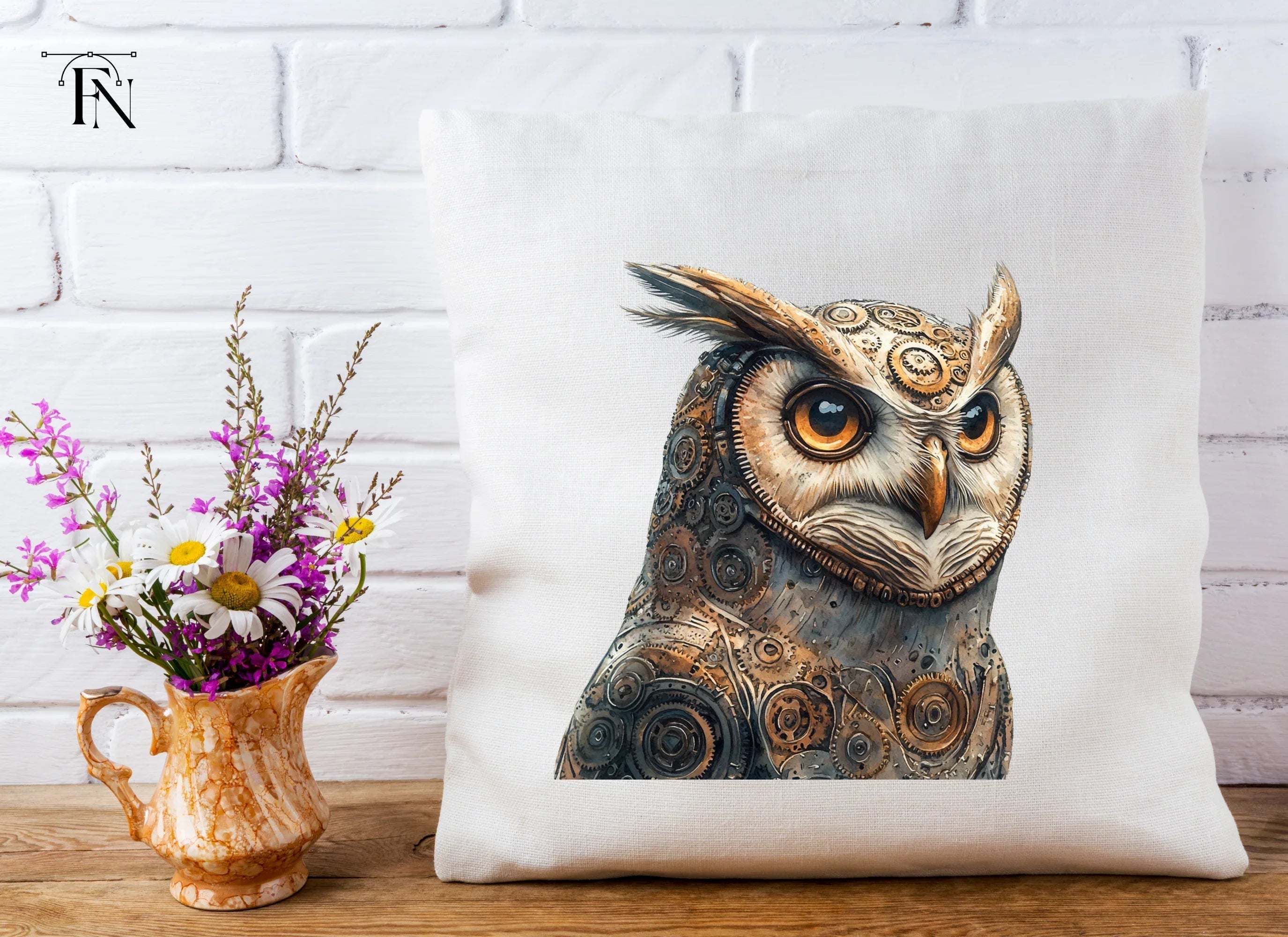 Steampunk Owl Illustration Clipart Bundle