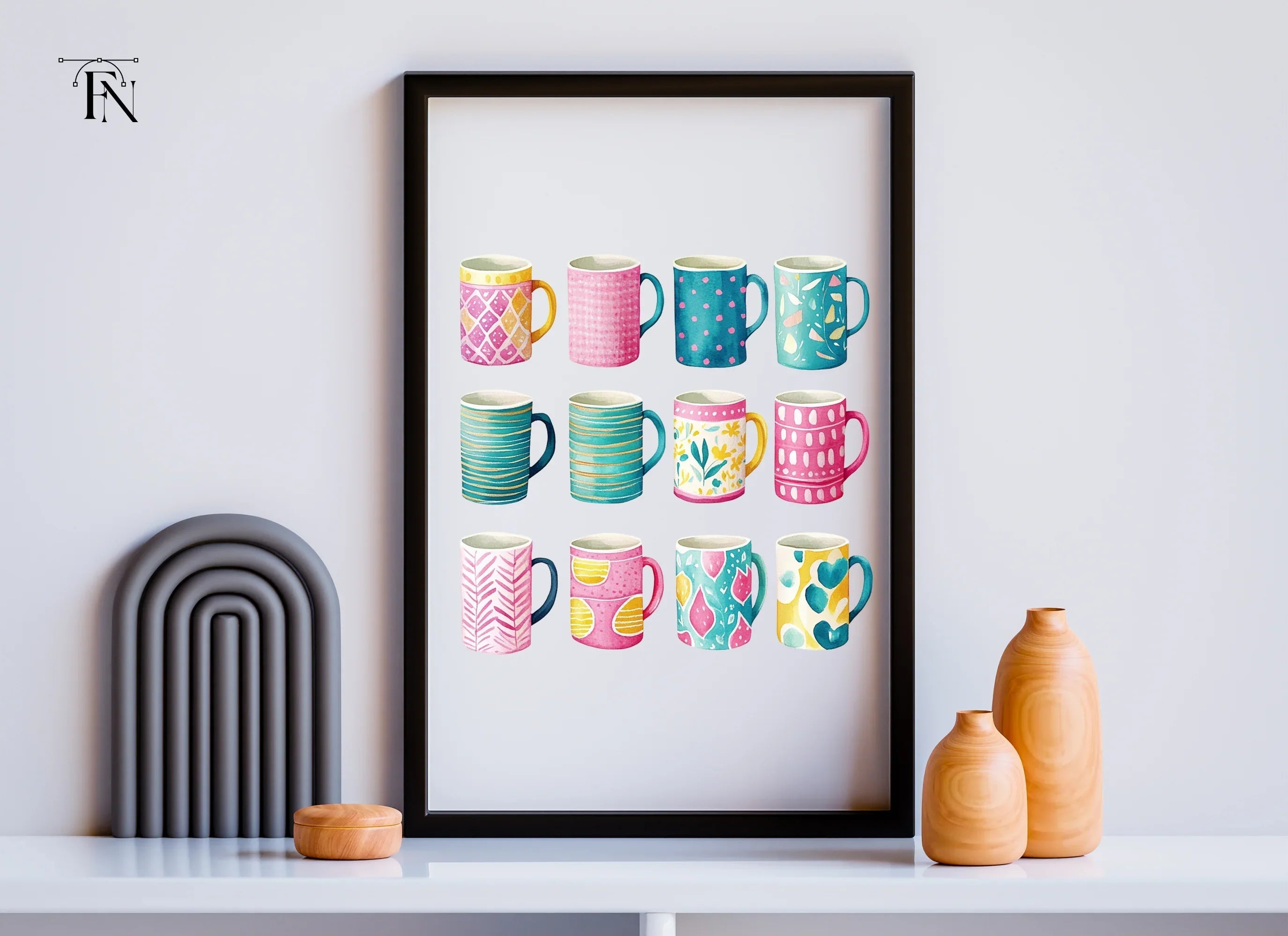 Pattern Mugs Clipart Bundle