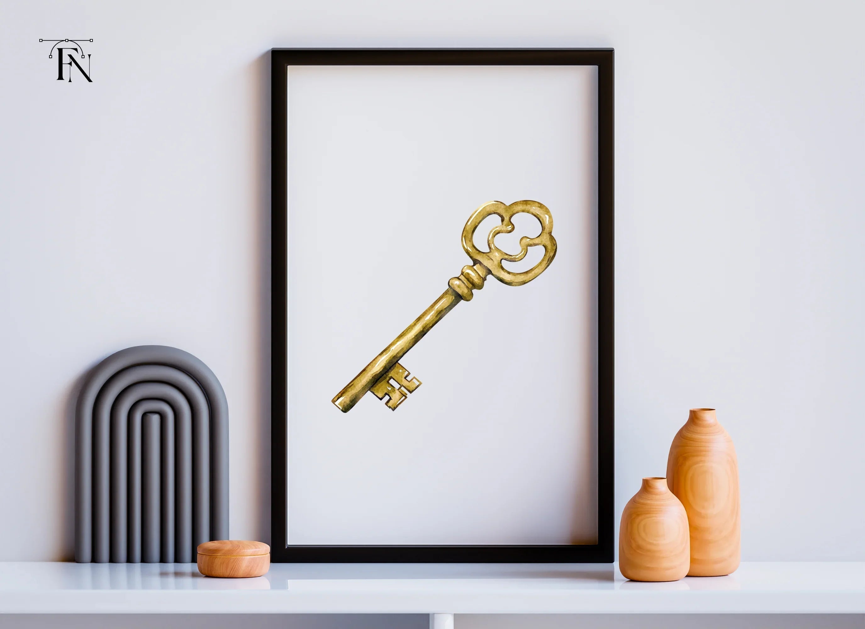 Vintage Golden Skeleton Key Clipart Bundle