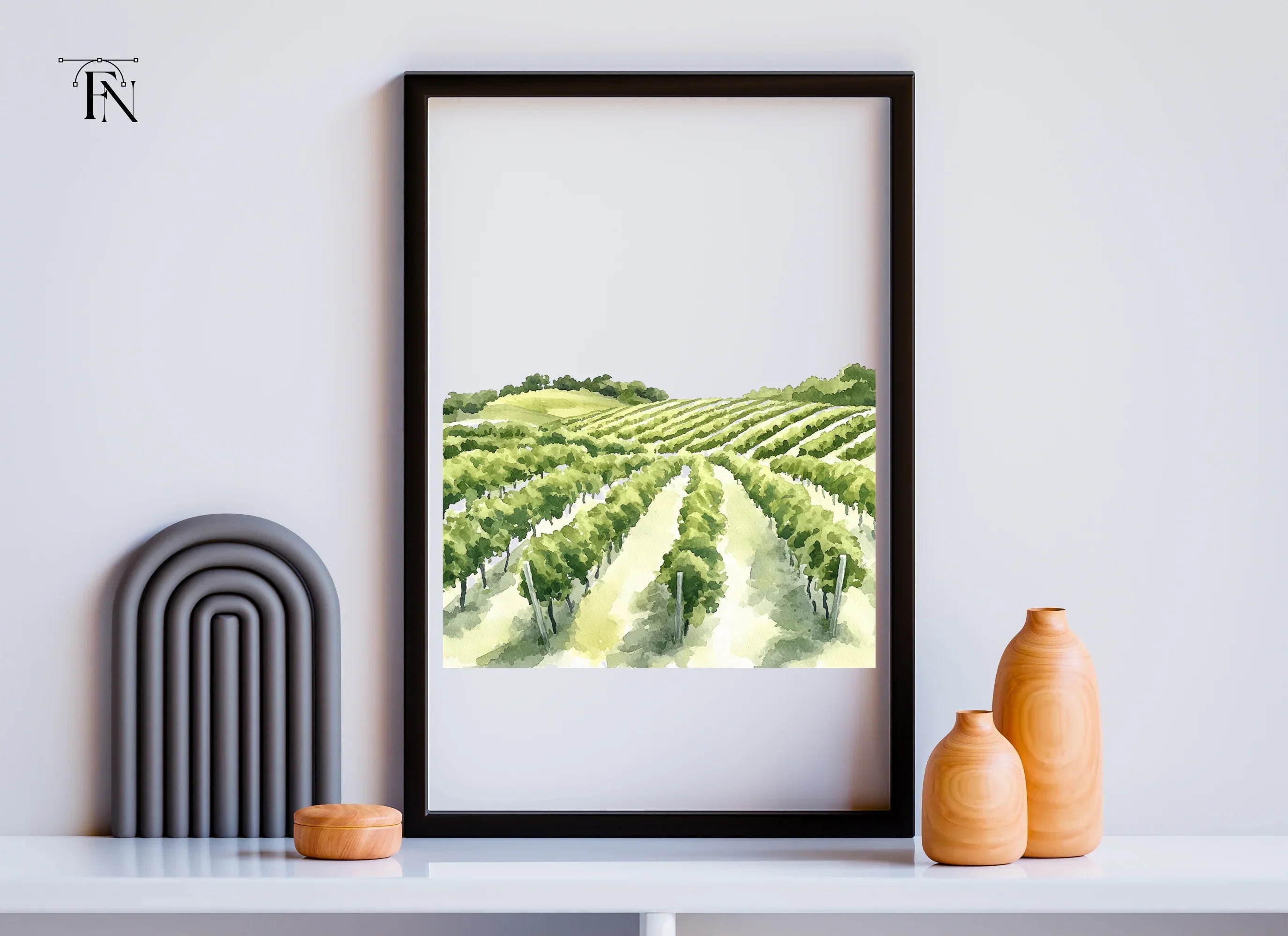 Green Vineyard Rows Clipart Bundle