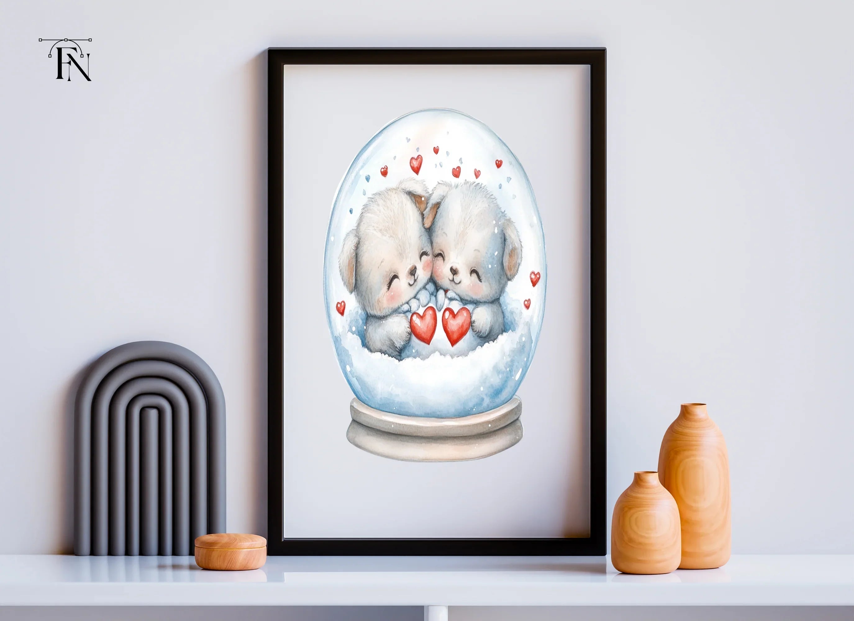 Cute Animal Couple Snow Globes Clipart Bundle