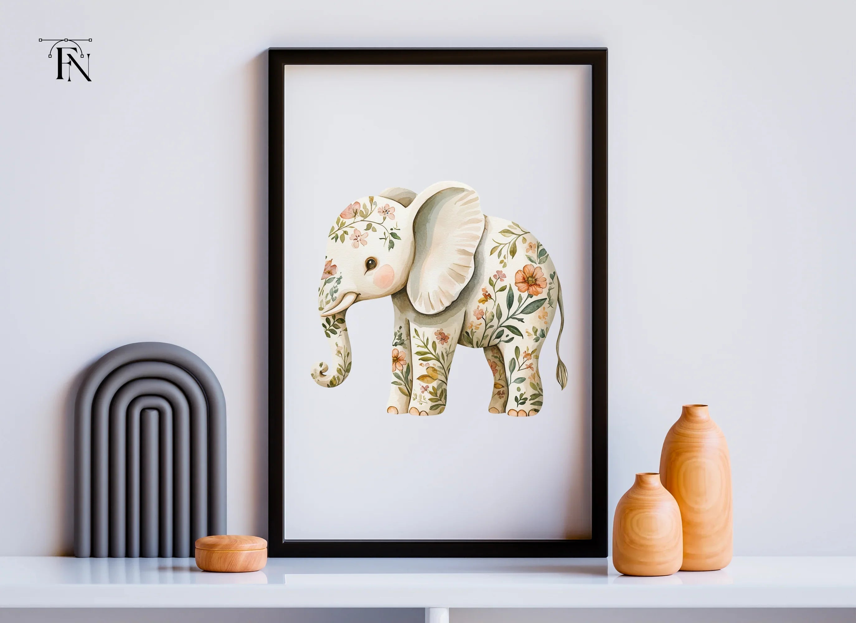 Floral Elephant Clipart Bundle