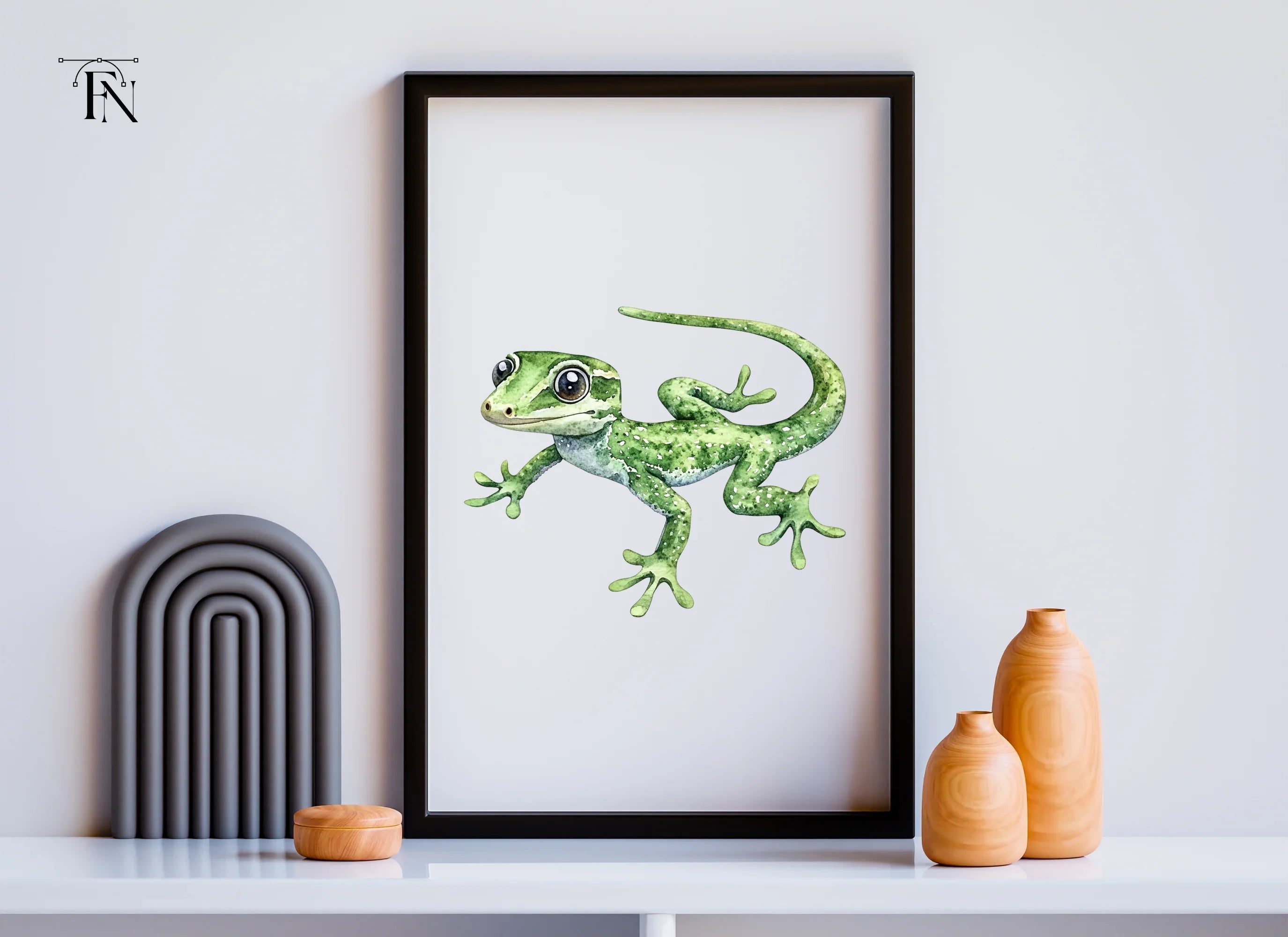 Cute Green Gecko Clipart Bundle