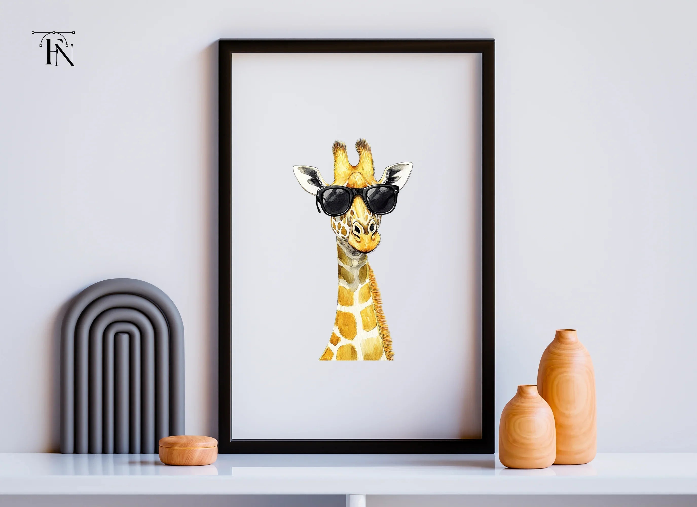 Stylish Giraffe Heads with Shades Clipart Bundle
