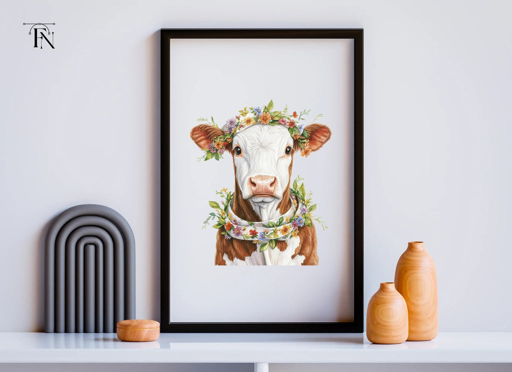 Sweet Calf with Flower Crown Clipart Bundle