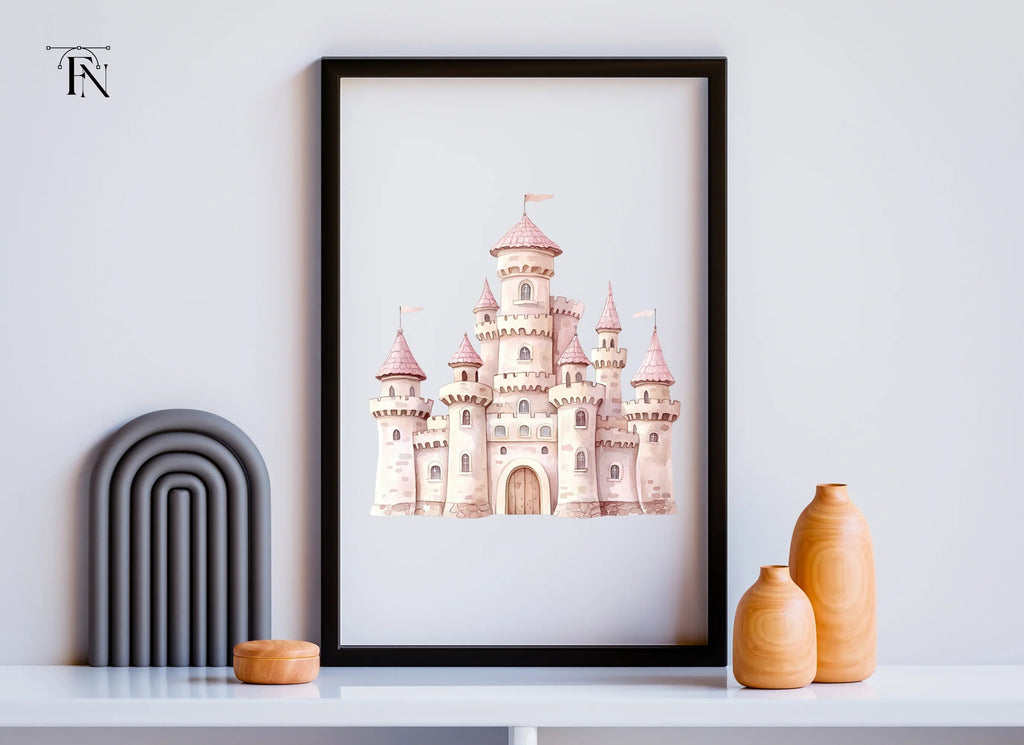 Pink Princess Castle Clipart Bundle