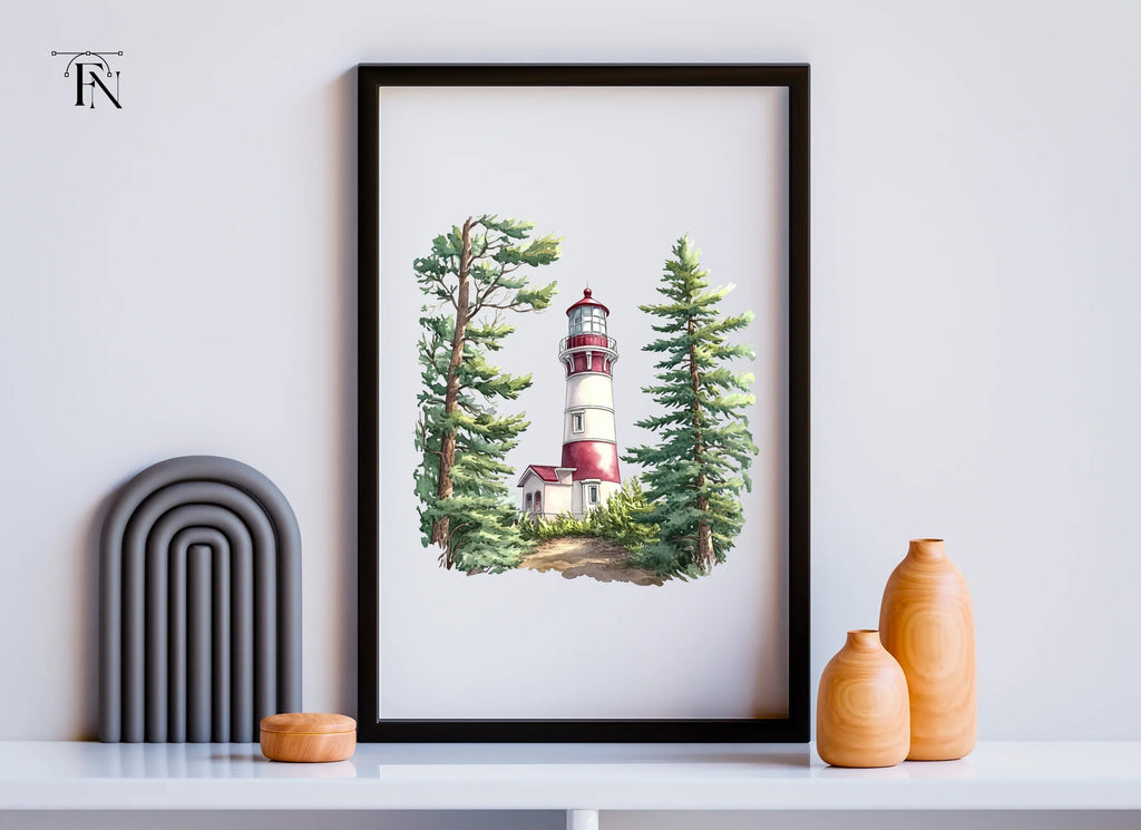 Lighthouse and Pine Trees Clipart Bundle