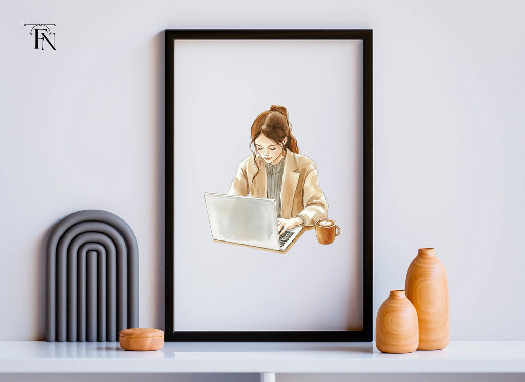 Women Working on Laptop Clipart Bundle