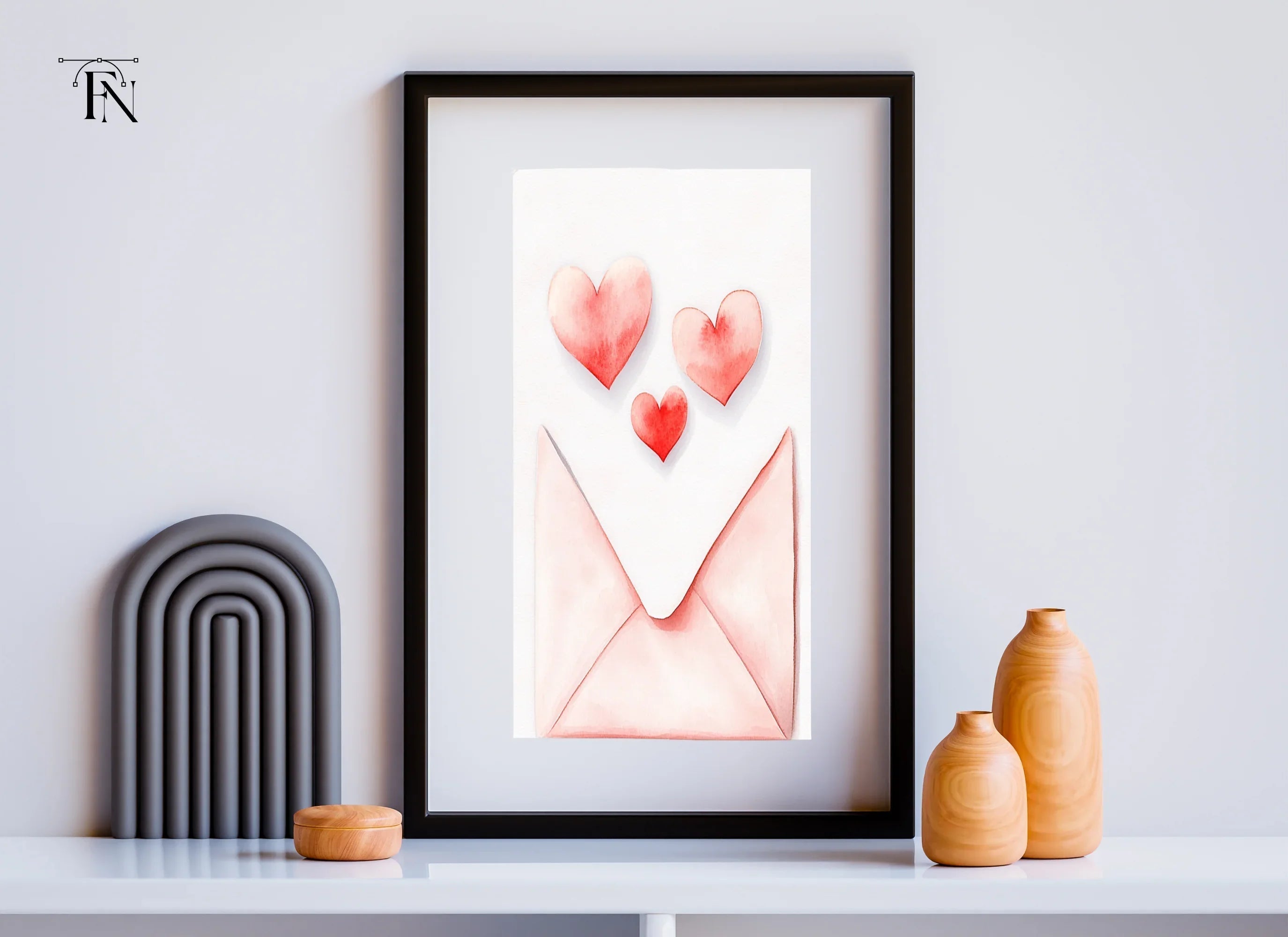 Love Letter with Red Hearts Clipart Bundle