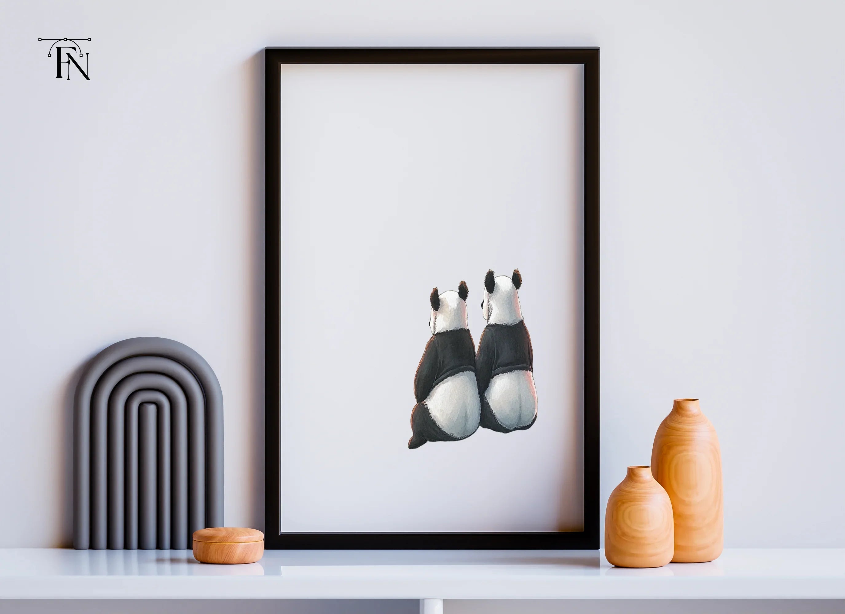 Adorable Pandas Looking Away Clipart Bundle