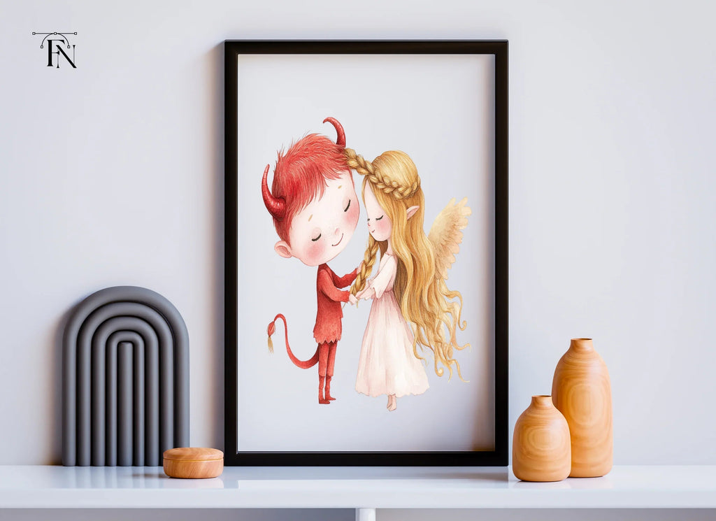 Cute Angel and Devil Braiding Hair Clipart Bundle