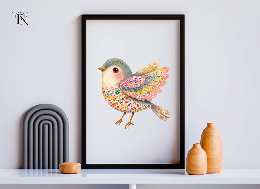 Decorative Folk Birds Clipart Bundle
