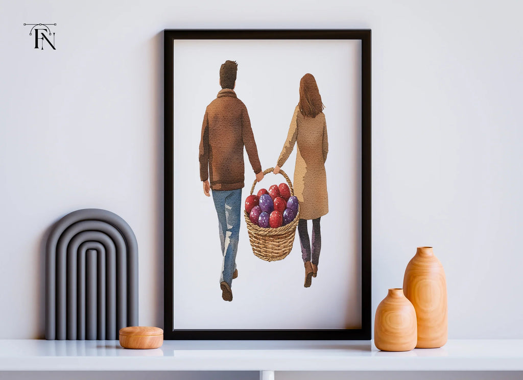 Couple with Fruit Basket Clipart Bundle