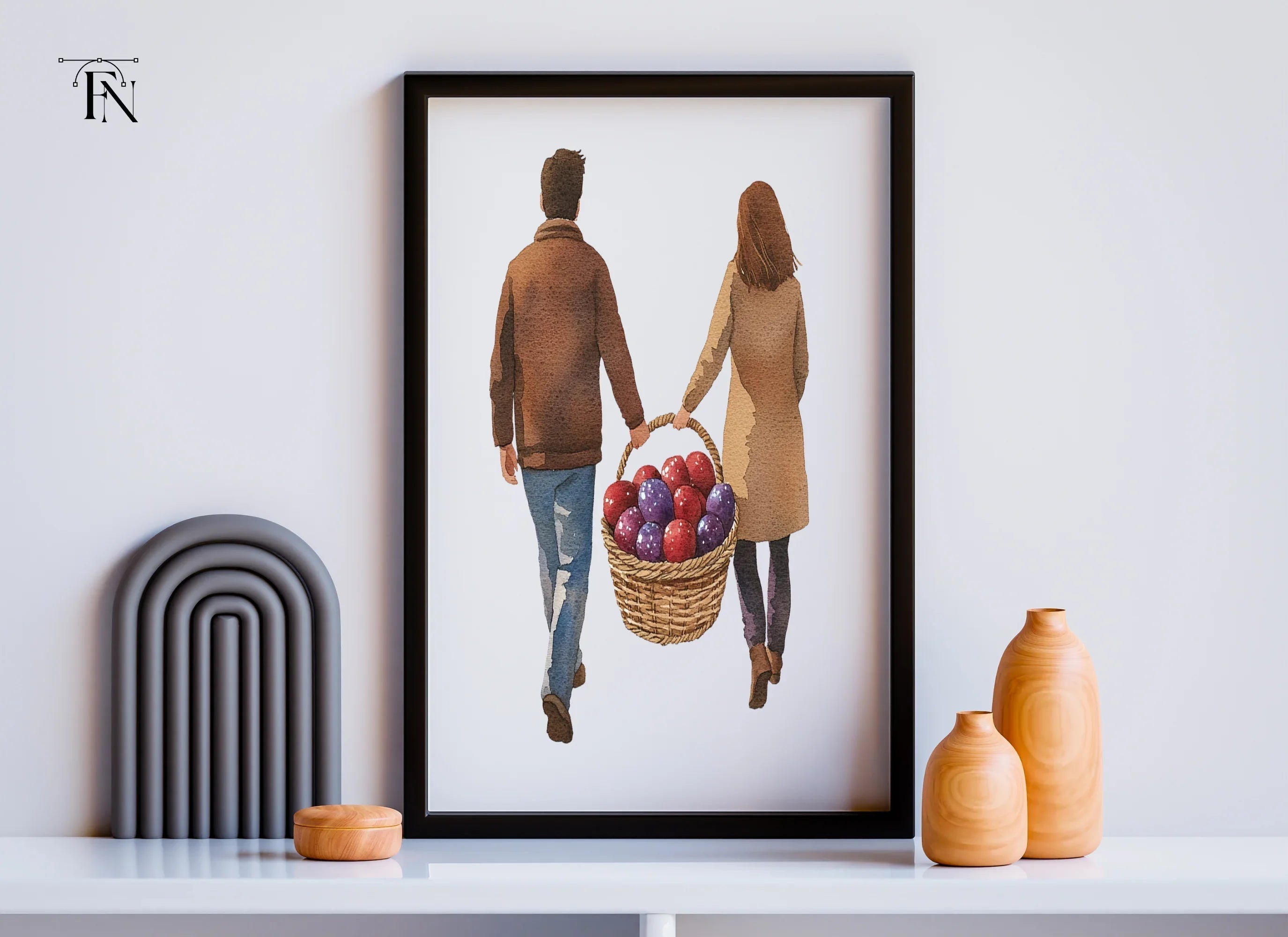 Couple with Fruit Basket Clipart Bundle