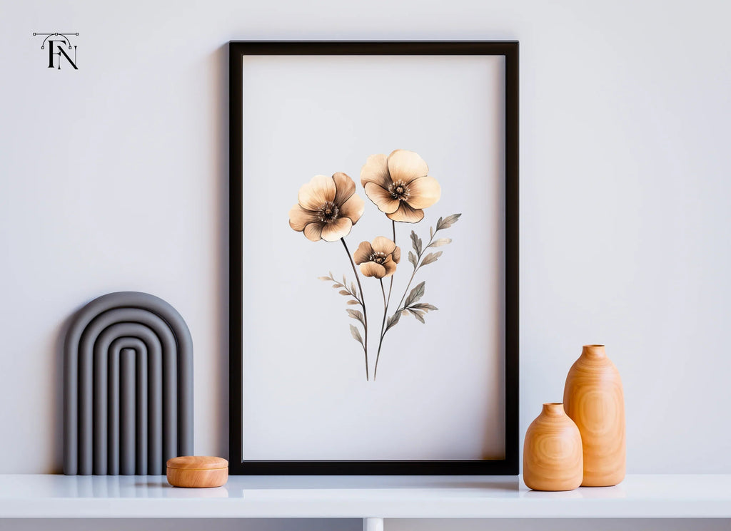 Sepia Flowers Bouquet Clipart Bundle
