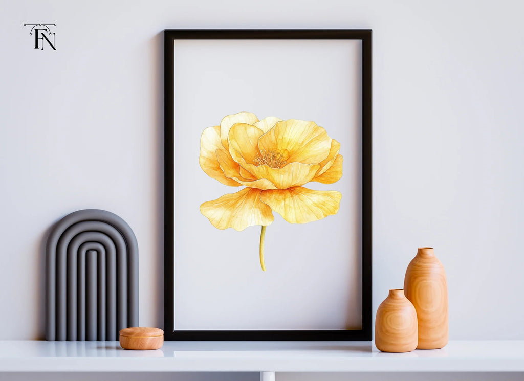 Yellow Poppy Flower Clipart Bundle
