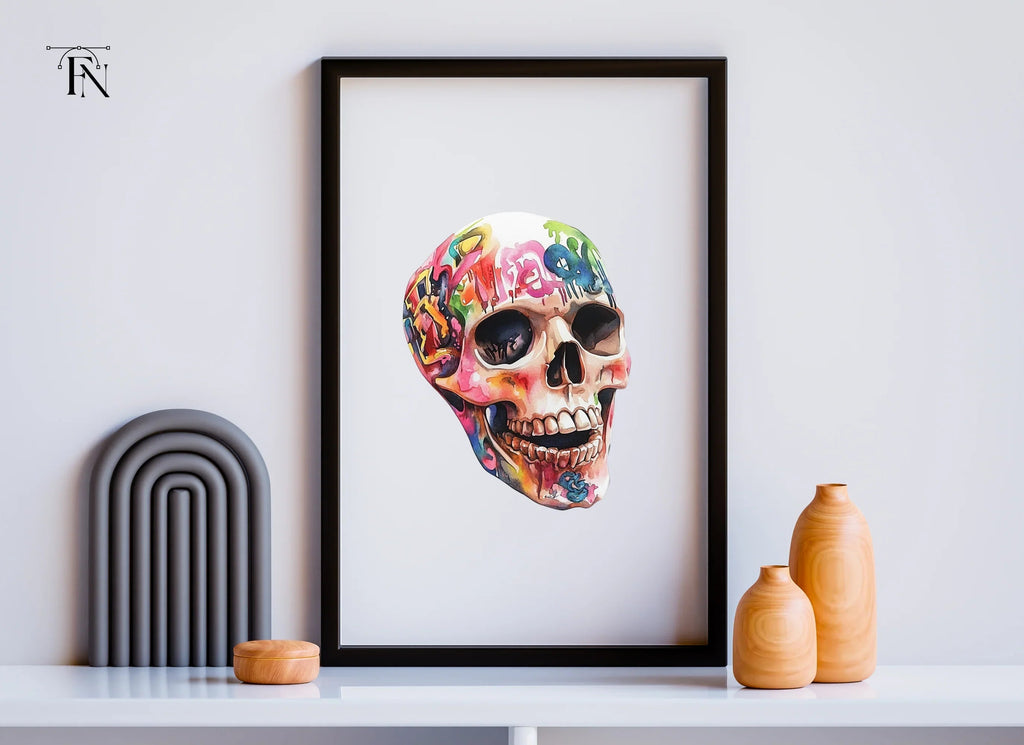 Vibrant Graffiti Skulls Clipart Bundle