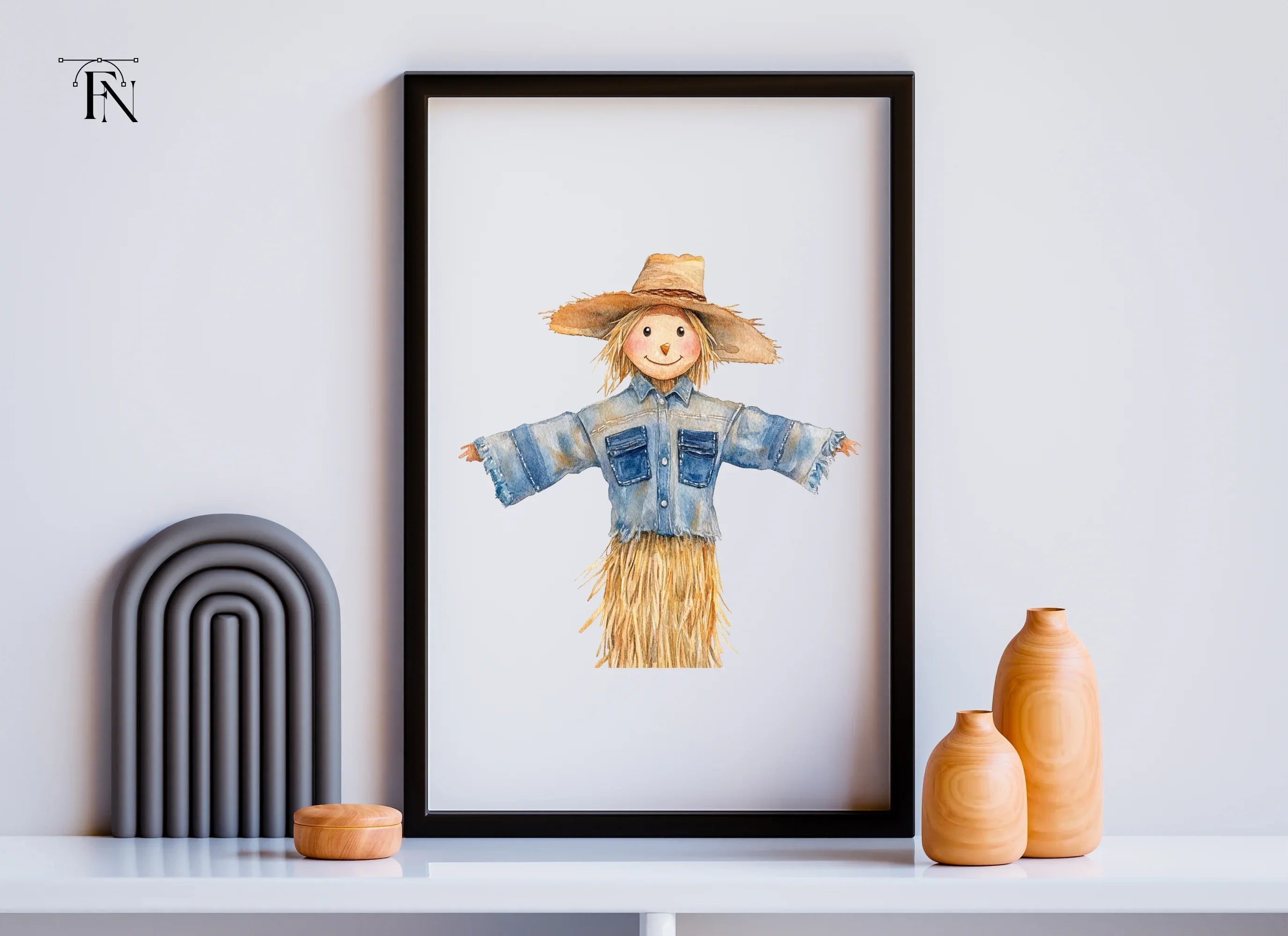 Denim Shirt Scarecrow Clipart Bundle