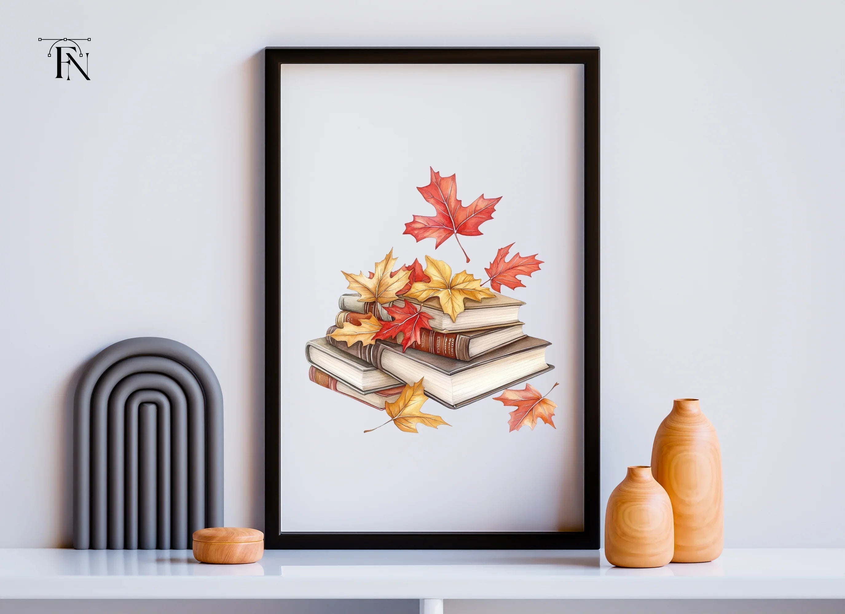 Autumn Books and Leaves Clipart Bundle