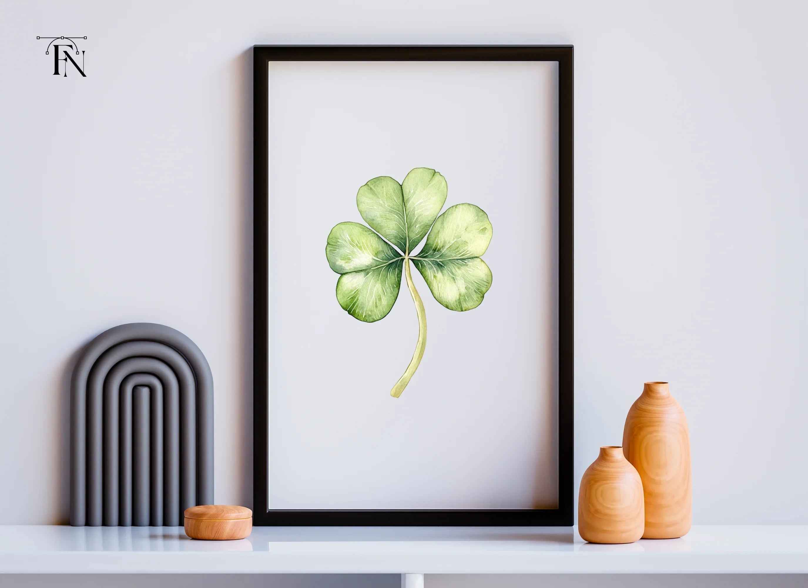 Hand Painted Clover Leaf Illustrations Clipart Bundle