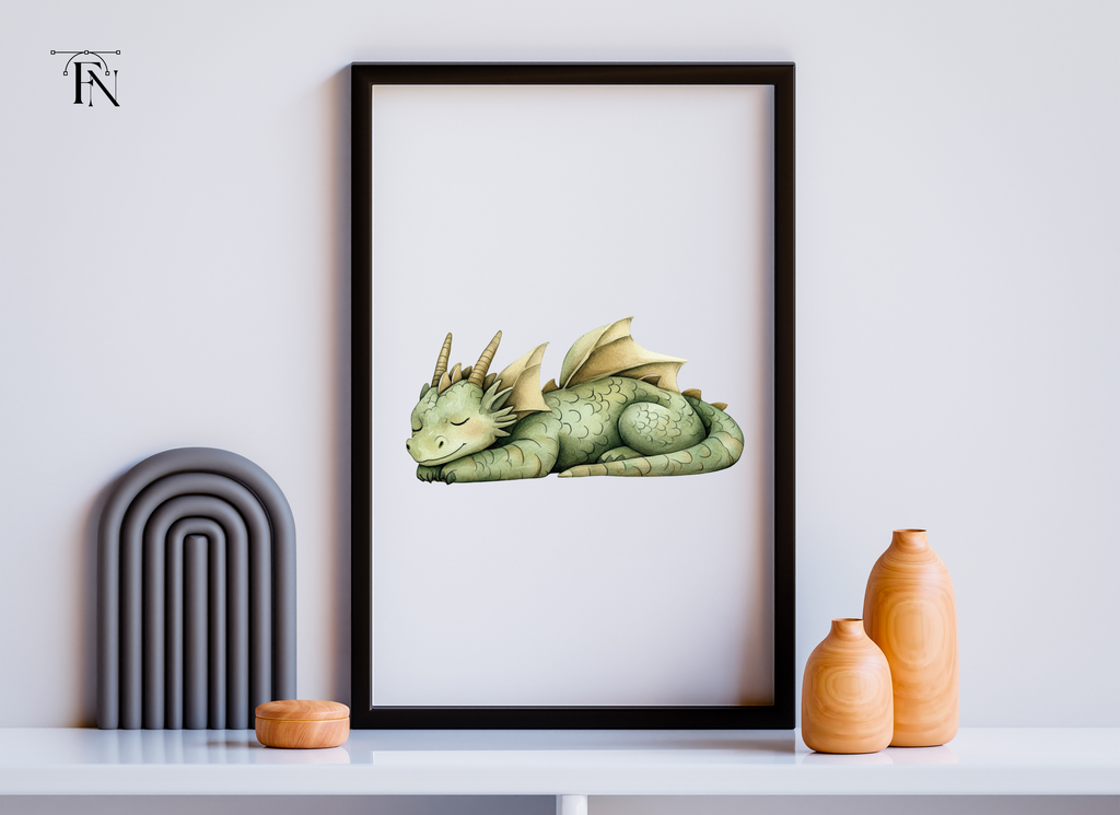 Cute Sleeping Baby Dragon Clipart Bundle