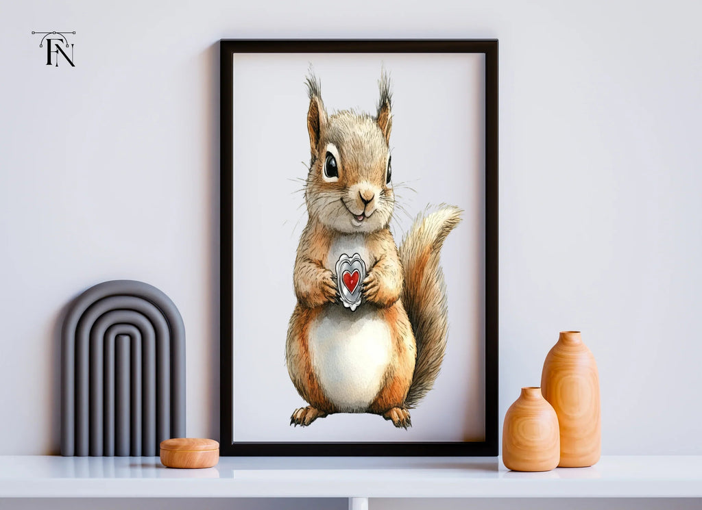 Cute Squirrels with Hearts Clipart Bundle