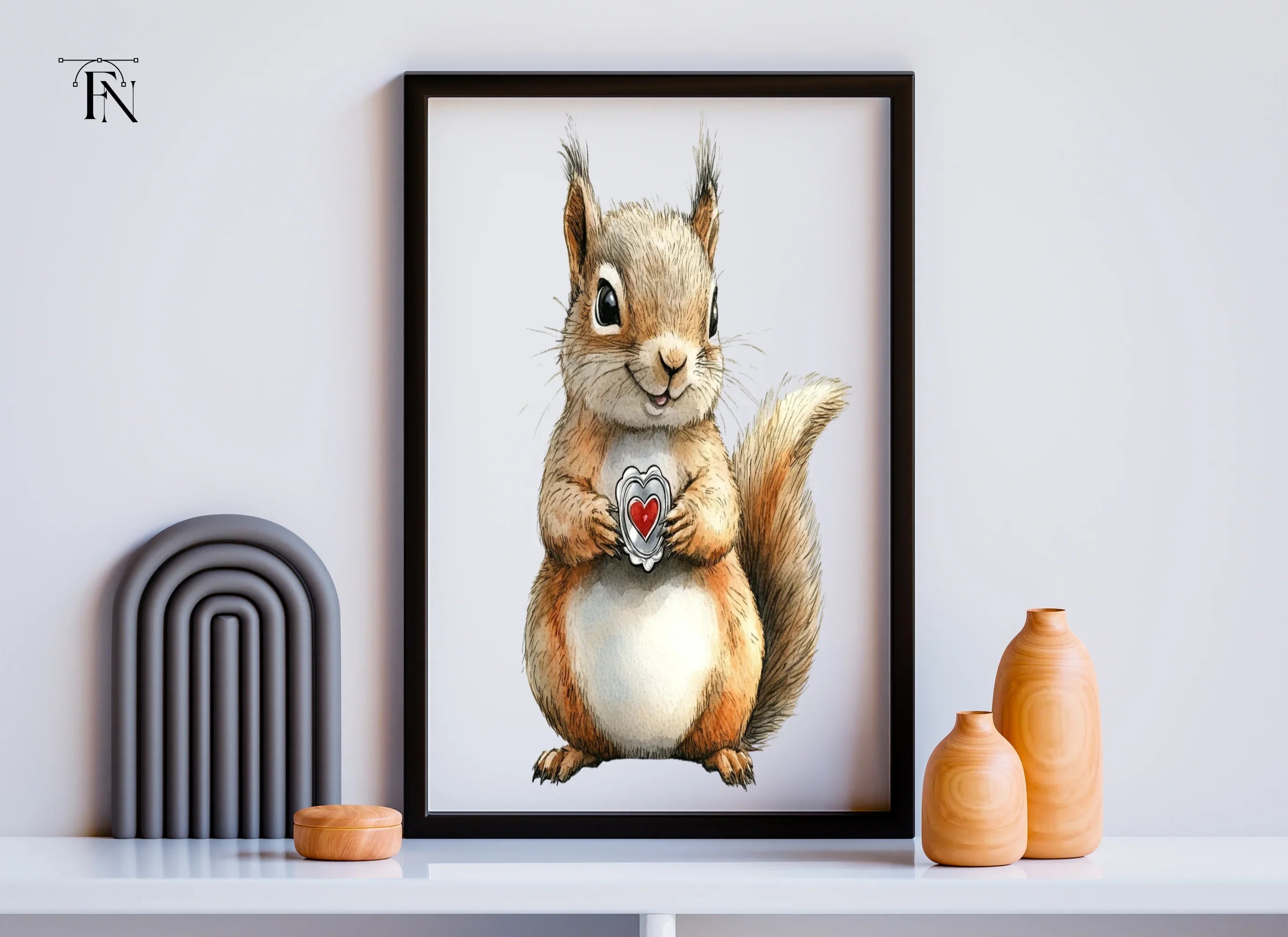Cute Squirrels with Hearts Clipart Bundle