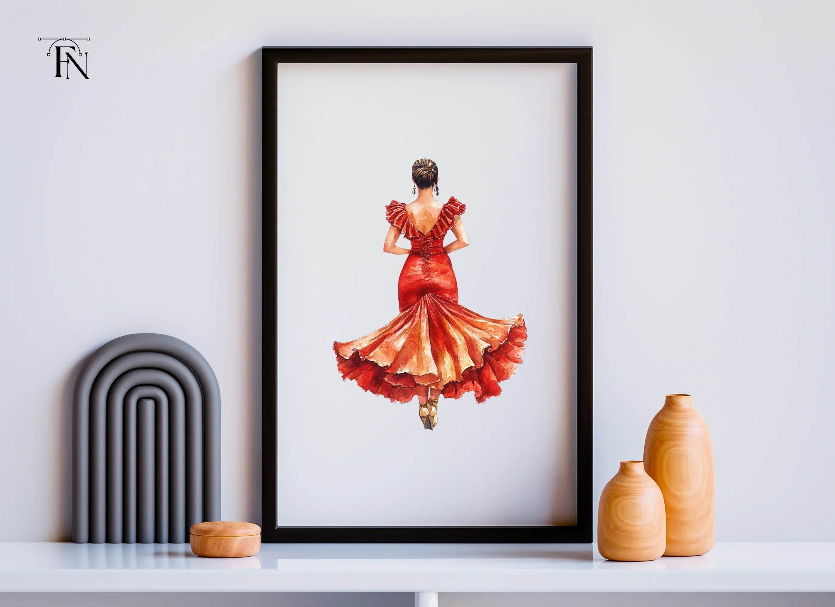 Elegant Woman in Red Gown Back View Clipart Bundle