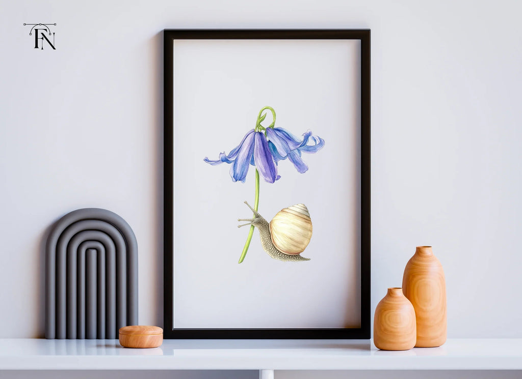 Snail and Bluebell Flower Clipart Bundle